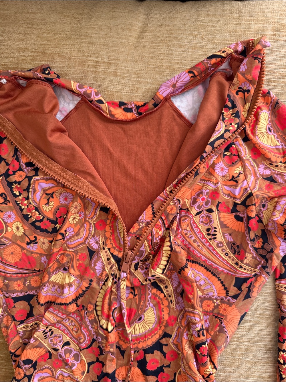 Billabong Multicolor Paisley Long Sleeve swimsuit rash guard surf suit wetsuit - Picture 5 of 5